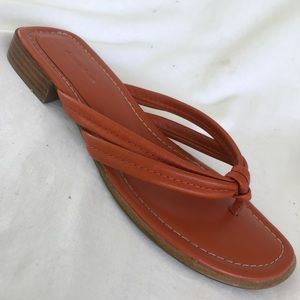 Amanda Smith SZ 9M Flat Leather Sandals Orange EUC